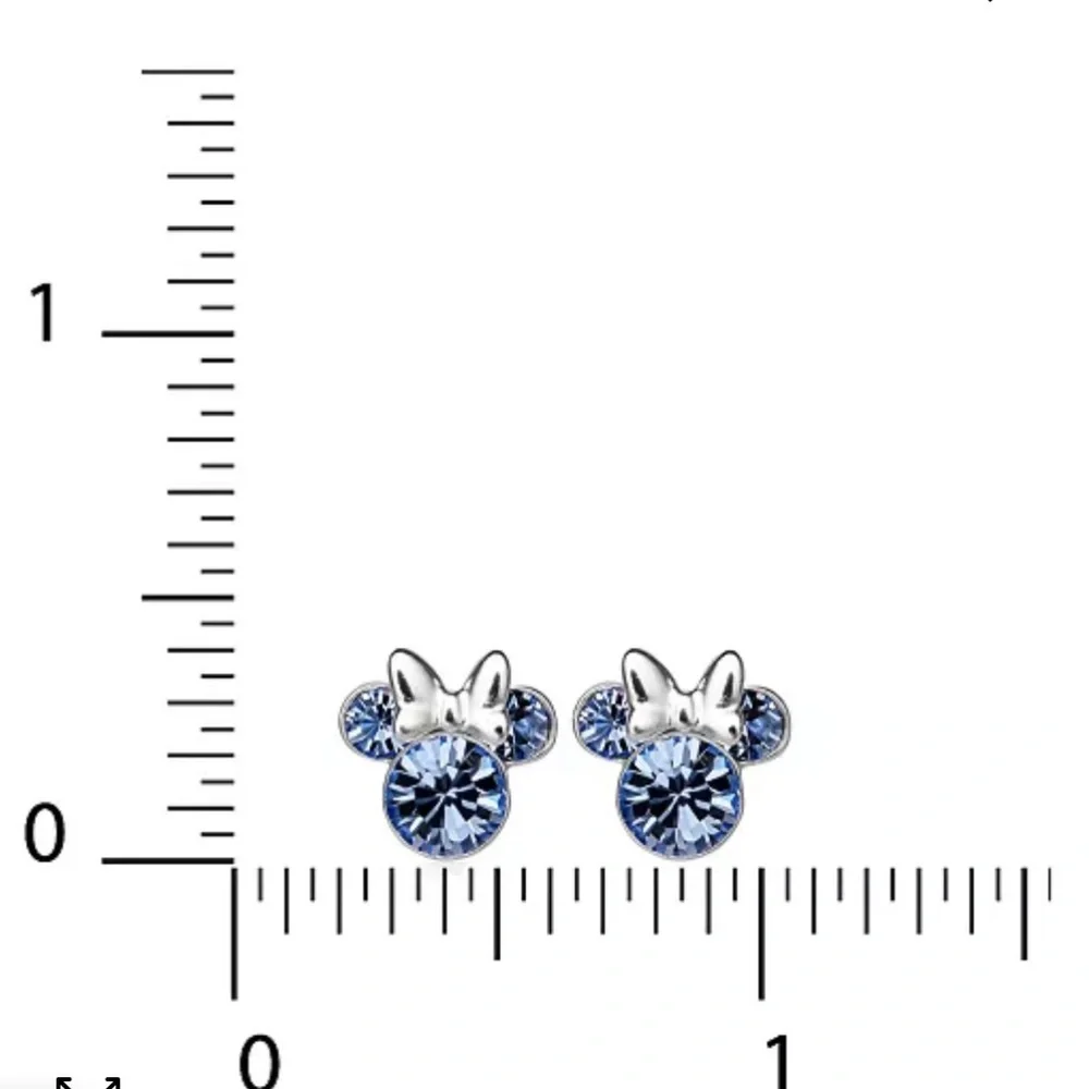 ❤️Minnie Mouse Blue Crystal Stud Earrings in Sterling Silver & Trinket Dish